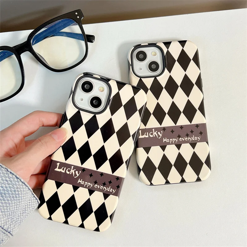 Moda Xadrez Pattern Phone Case para iPhone, Dual Layer, híbrido, à prova de  choque, Silicone, Casos, 13, 12, 14 Pro Max, 14 Pro - AliExpress