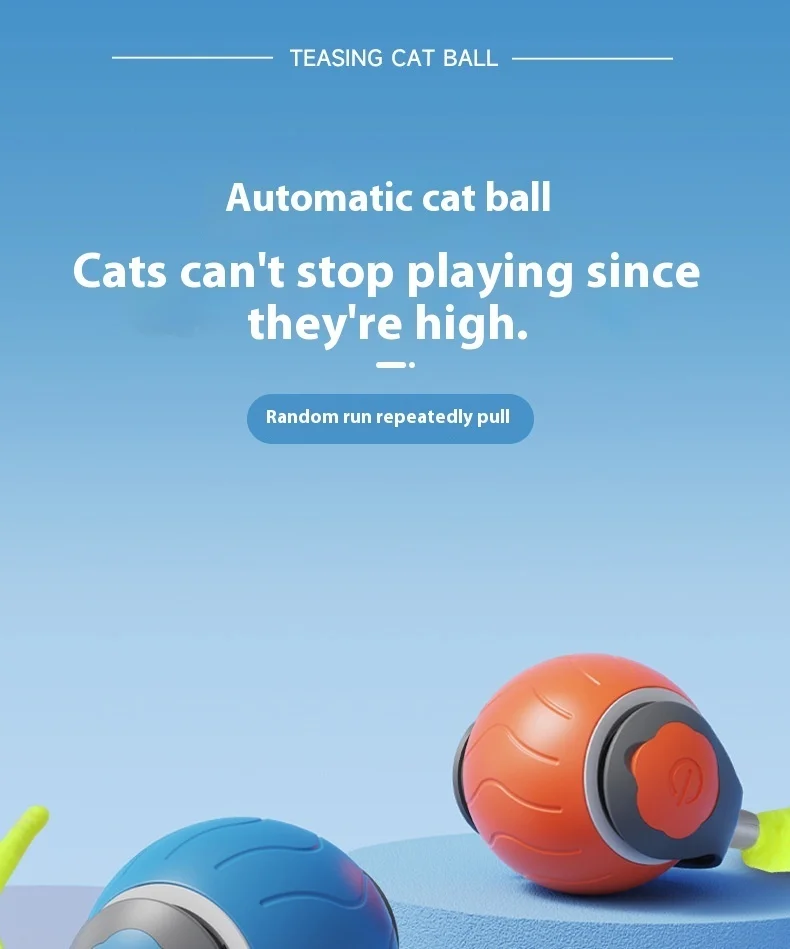 Description Picture 2 of itemInteractive Cat Toys Ball Automatic Rolling Ball Faux Tail Rechargeable Smart Pet Electric Toy Dog Cat Training Imitate Mouse
