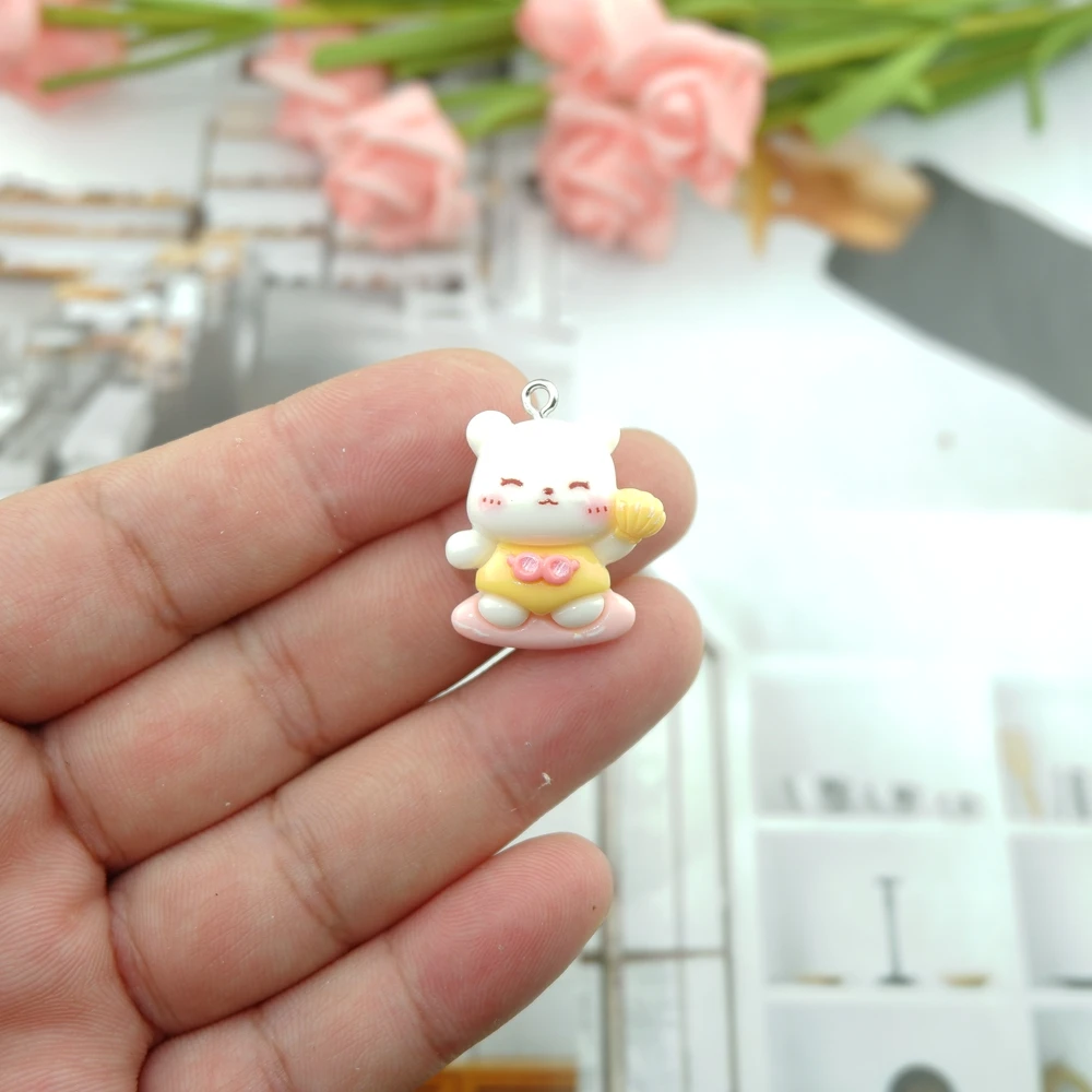 수지 토끼 참 장식품, 쥬얼리 제작용 DIY 귀걸이 팔찌 펜던트 액세서리 부자재 대량 도매