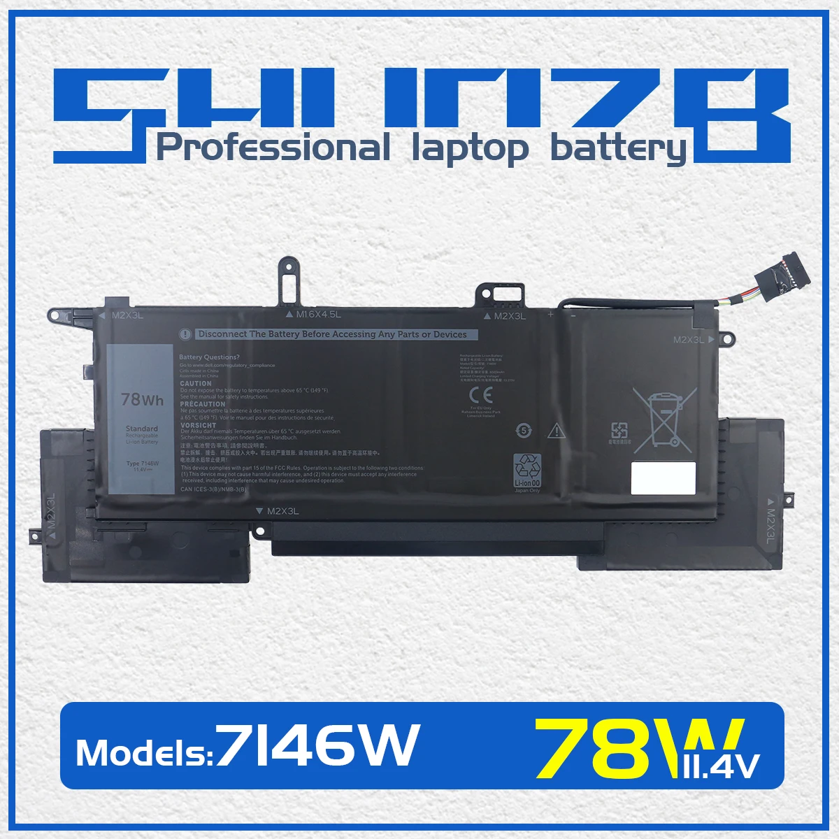 Shuozb 7146w Bateria do Portátil para Dell Latitude 7400 2-in1 9410 Series 0c76h7 C76h7 G8f6m 11.4v 78wh 6500mah Ferramentas Gratuitas