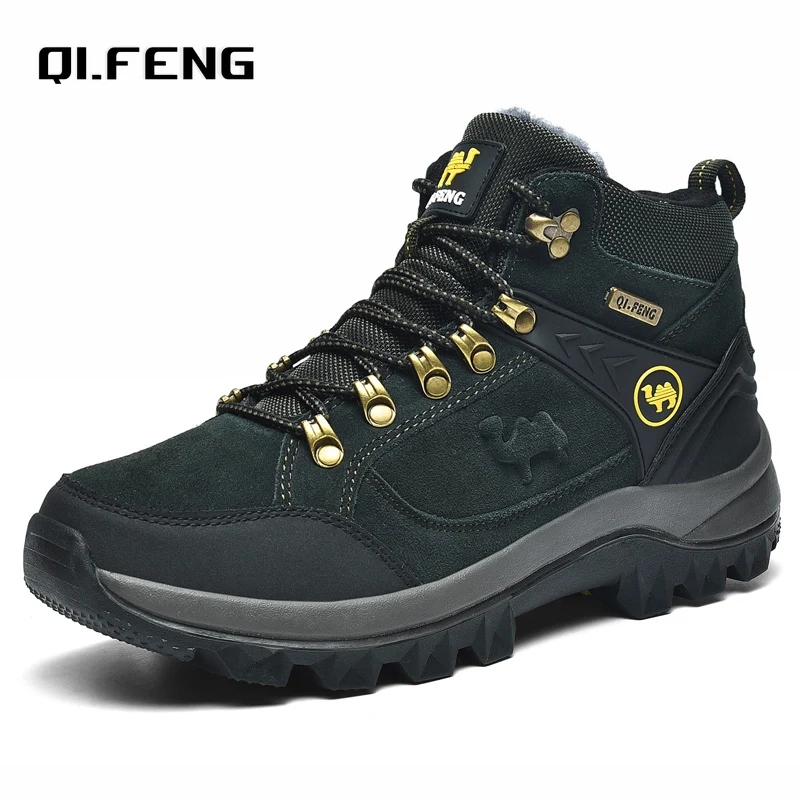 Men Winter Boots Genuine Leather Sneakers Man Fur Plush Snow Shoes Warm Outdoor Ankle Boots Classic Hiking Footwear men sneakers,outdoor boots,men leather boots