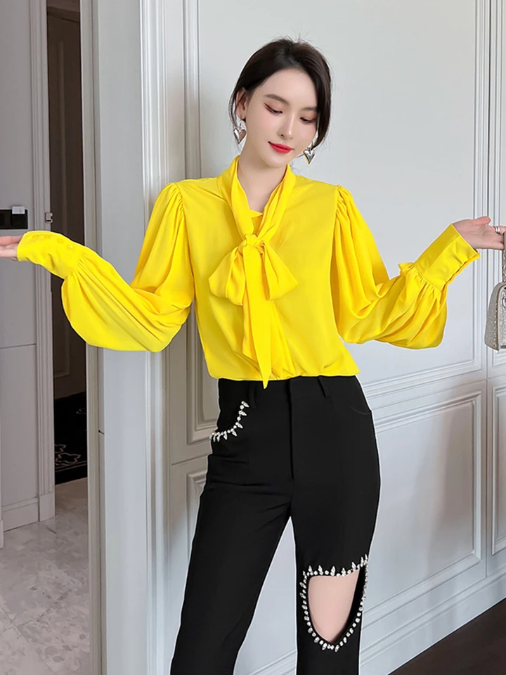black yellow blouse