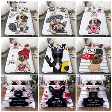 

Kids Cartoon Pet Animal Bedding Set Home Textile Lovely Pug Dog Duvet Cover Pillowcase Bed Linen 2/3pcs Single King Size Bedding