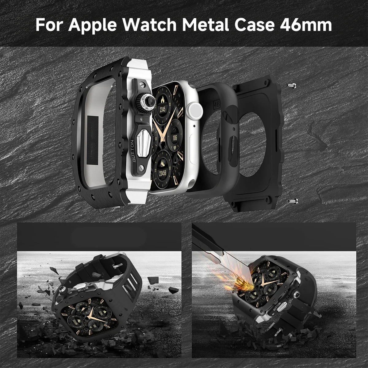 Deluxe Silicone Strap and Stainless Steel Watch Case Kit