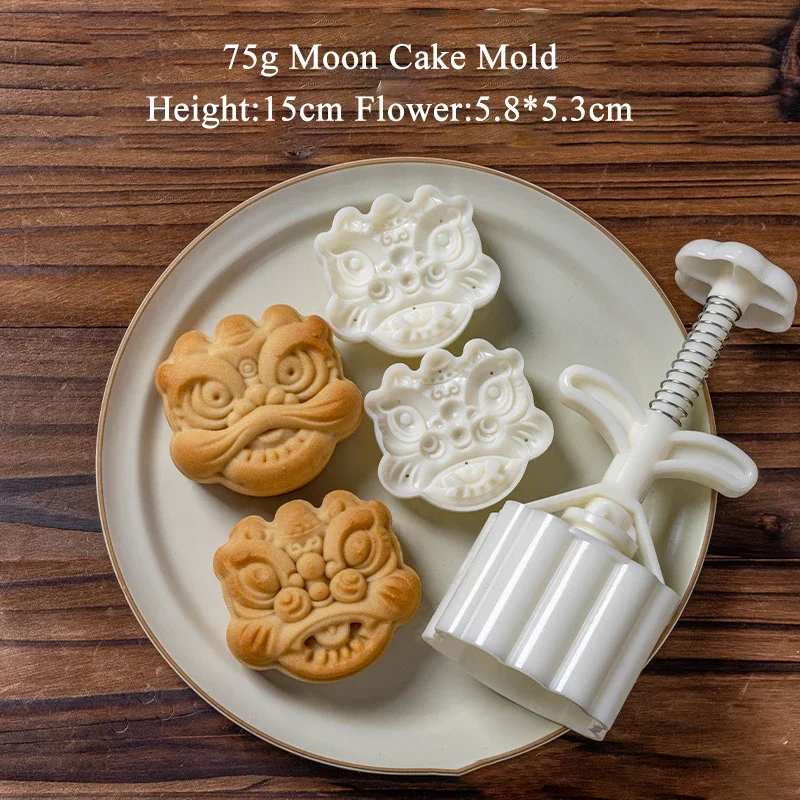 Mooncake Mold,Hand-Pressure Mooncake Molds for Mid-Autumn DIY Pastry Tool  Reusable Rabbit Dance Shape Moon Cake Mould(B)