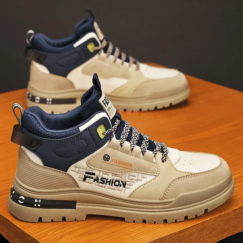 Spring Autumn sports style breathable comfortable high-top MEN'S handsome sneakers male outdoors platform casual running shoes 4