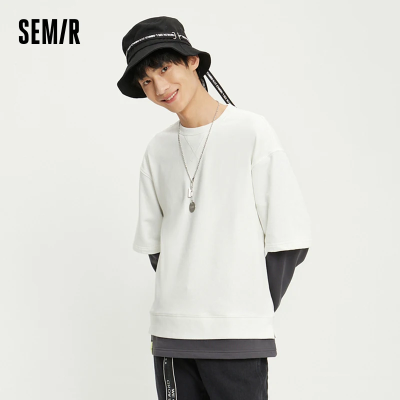 

Semir Sweatshirt Men 2023 Early Spring New Round Neck Dropped Shoulder Stretch Knitted Fashionable Sweatshirt