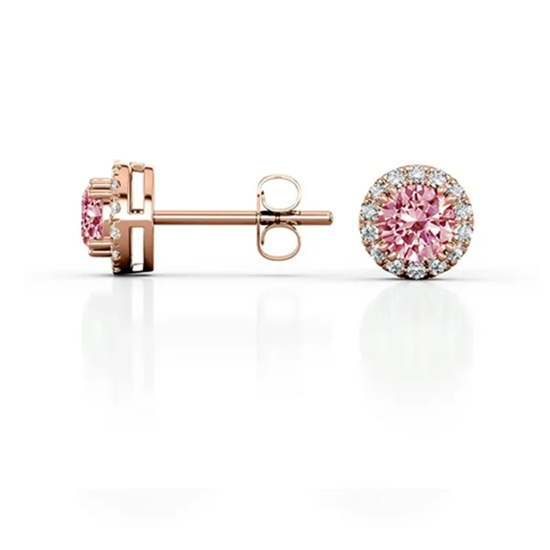 100% moissanite halo stud earrings detail