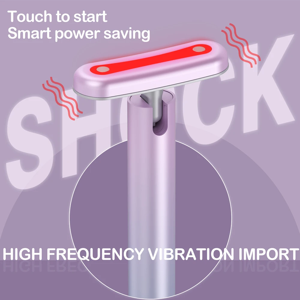 Red Light Therapy Facial Skincare Tool 4 in 1 EMS Microcurrent Face Massage Face Neck Skin Tightening Beauty Wand Anti-Aging