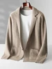 ANGEL Men's Turn-down Collar Cardigan 100% Merino Wool Sweaters Smart Casual Thick Knit Jacket  Autumn Winter Warm Cashmere Coat 3