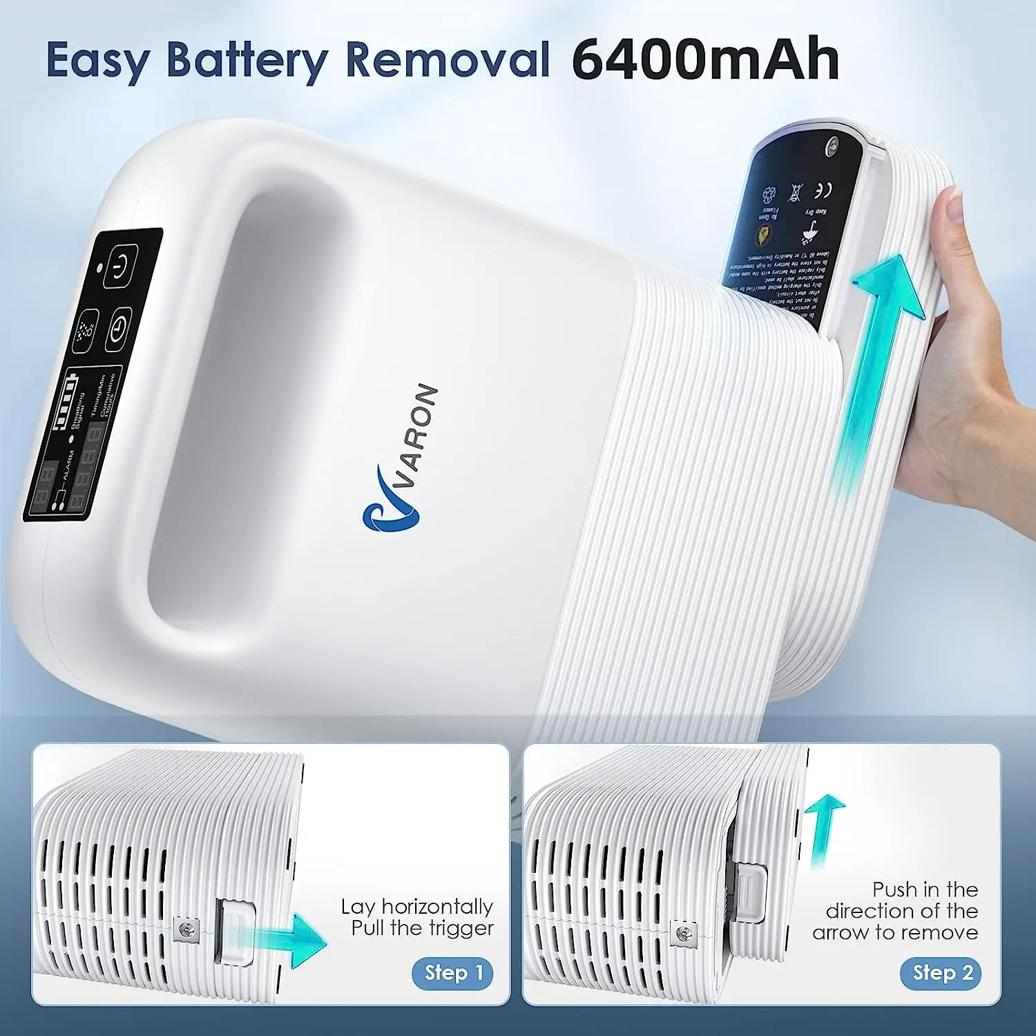 Varon Portable 93&plusmn;3% Oxygen Concentration Pulse Dual Oxygen Delivery Modes 5 Levels Removeable Battery Outdoor Travel Use