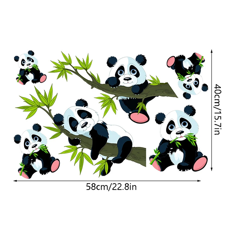 PLIGREAT Watercolor Panda & Bamboo Wall Decals (2 Sheets) - Peel & Stick Removable Wall Stickers For Nursery, Kids Room Decor