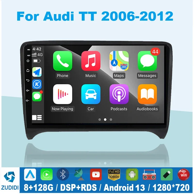 Autoradio Per Audi Tt Mk2 8J 2006-2014 9 "Gps Navi Android 11 8-Core 4 + 64G Stereo Autoradio Lettore Dsp Rds Dab + Obd2 Swc Screen