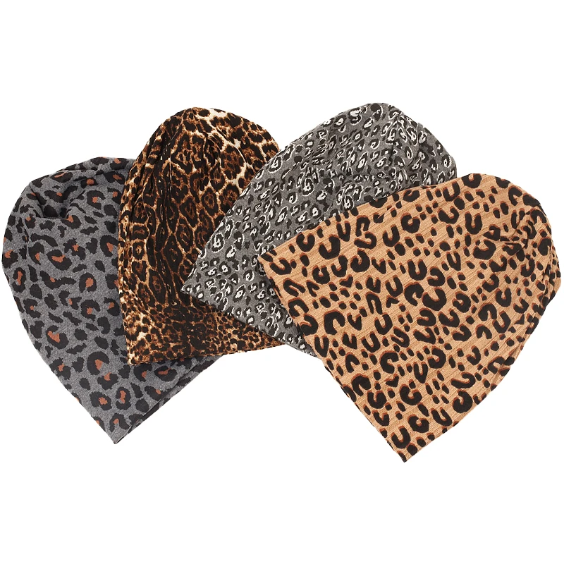 New Women Autumn Winter Leopard print Warm Beanies Skullies Adult Casual Outdoor Sport Hat Soft Brand Knit Cotton Female Bonnet 3