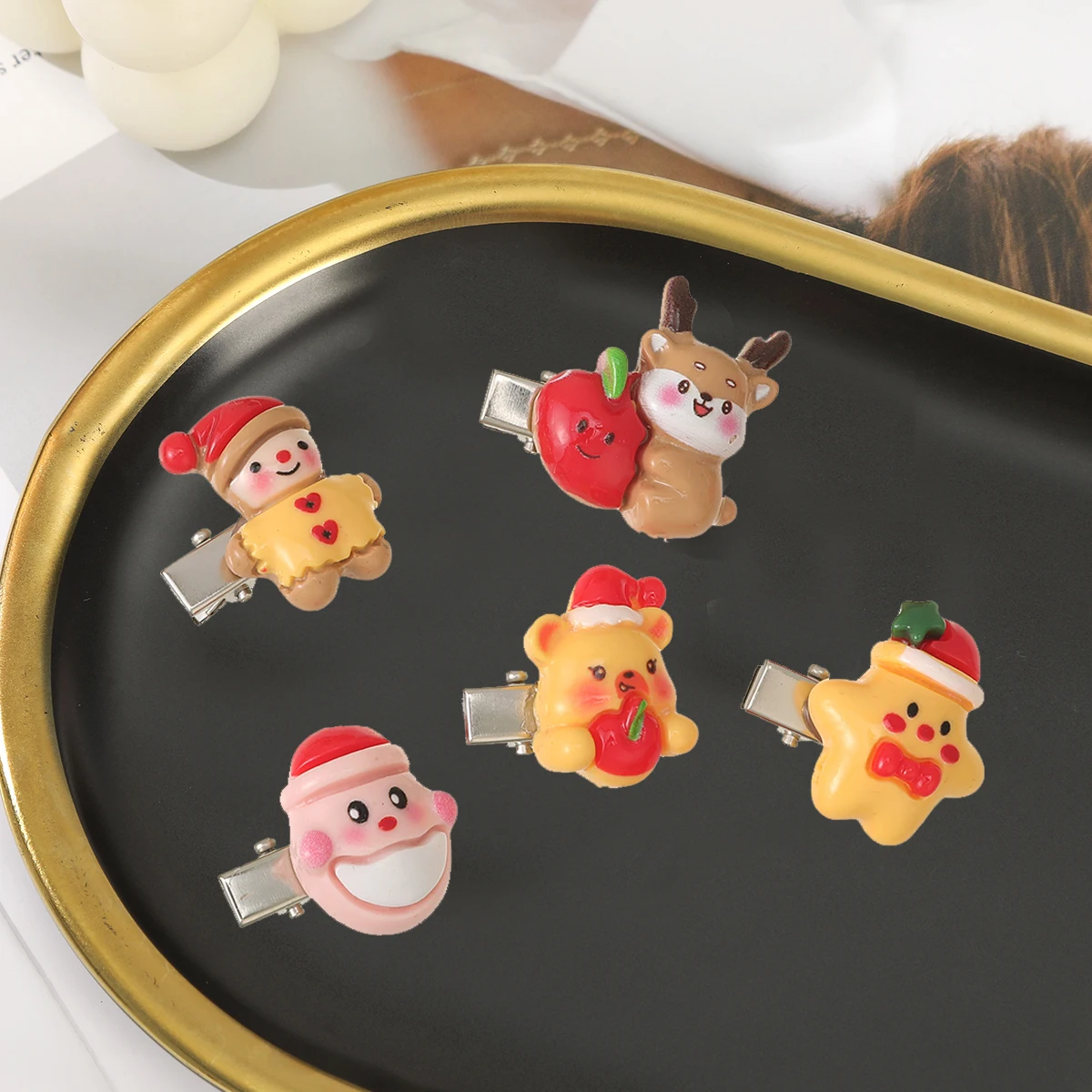 5pcs/set Santa Claus Hair Clips Elk Christmas Decorations Hairpin Girls Cute Christmas Gift Hairpins Hair Accessories