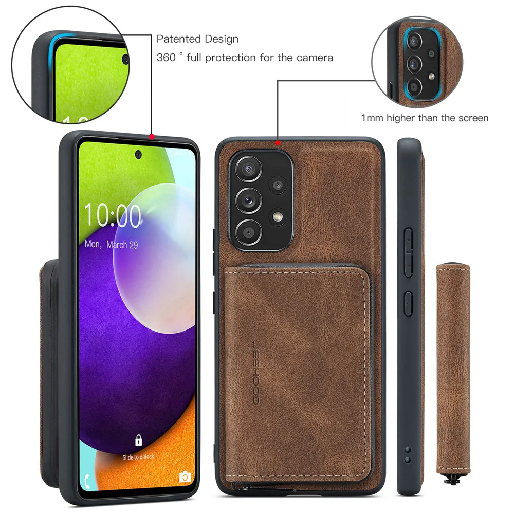 Premium 2-in-1 Leather Wallet Case with Detachable Card Holder & Magnetic Flip Cover
