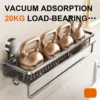 Bathroom Shelf Suction Cup Shampoo Holder Makeup Storage Organizer Aluminum Shower Shelf Bathroom Organizer No Drill Wall Shelf 4