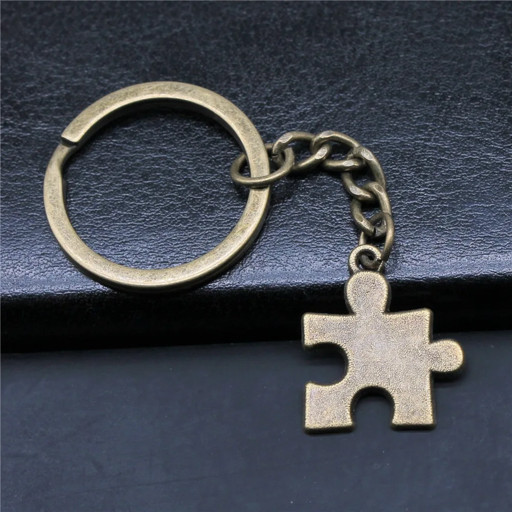 Puzzle Piece Ring Key Chains Silver Puzzle Piece Keychain Keychain Key Ring Puzzle Key