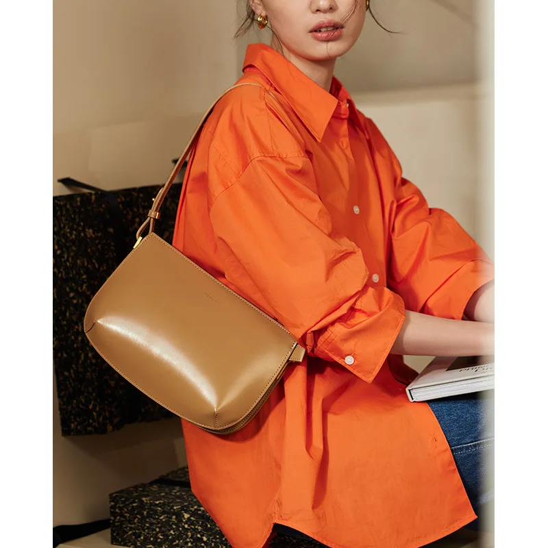Newest Genuine Leather Women's Underarm Bags Fashion Versatile Small Handbags High Quality Ladies Shoulder Crossbody Bags