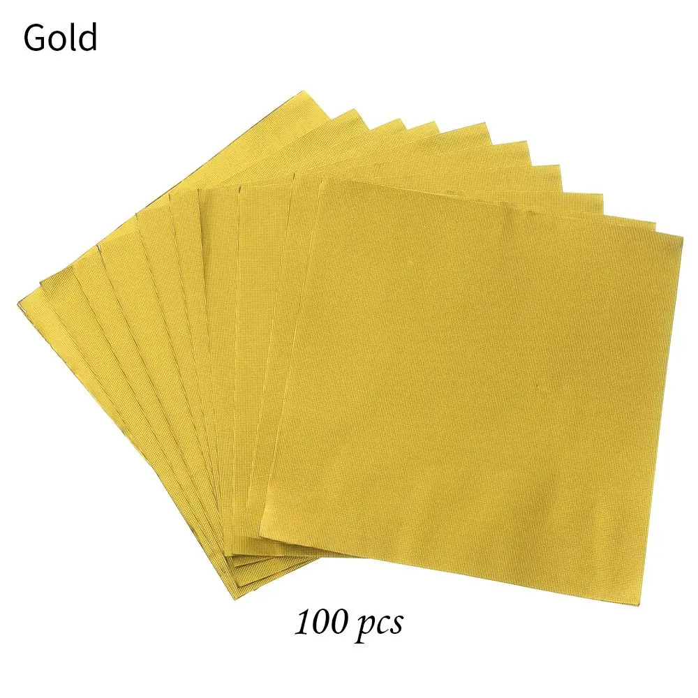 thumbnail image 1 of 100 piezas de papel de aluminio de color dorado para envolver regalos, gofrado de metal, papel de chocolate para dulces, suministros para fiestas de bodas, 1 of 5