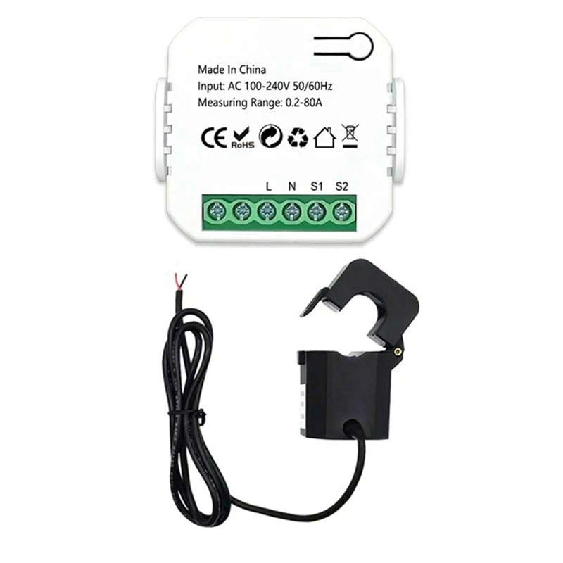 AC88-Tuya Smart Life Zigbee Energy Meter 80A With Current Transformer Clamp Kwh Power Monitor Electricity Statistics110v 240V