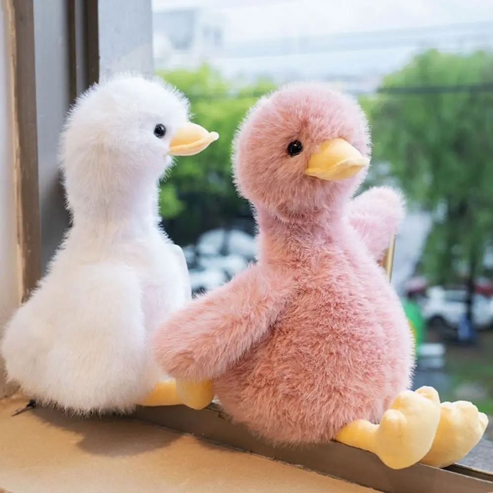 Simulation Yellow Duck Lifelike Goose Stuffed Animals Long Hair Duck Plushies Sleeping Cartoon Duck Stuffed Doll Toys