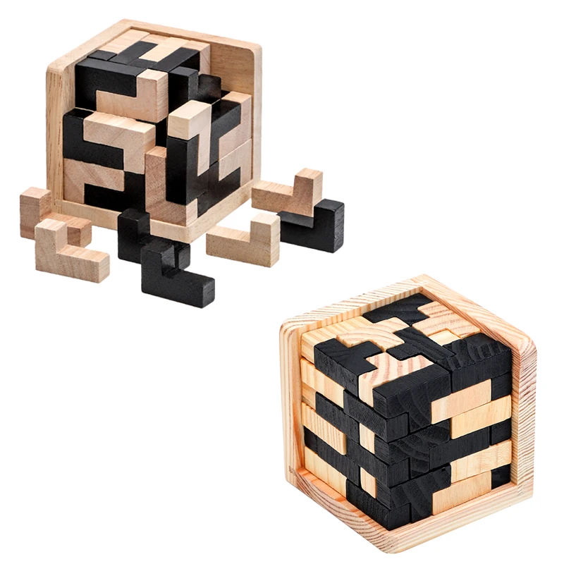 

3D Cube Puzzle Interlocking Creative Educational Wooden Toy Brain IQ Mind Early Learning Game Gift For Children Letter 54T 54L