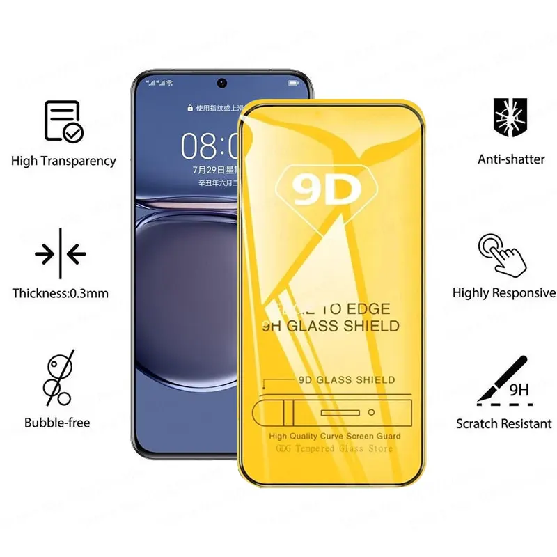 Enhanced Clear 9D Tempered Glass Screen Protector - Pack of 5