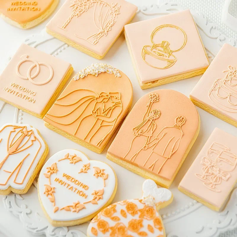 Wedding Cake Decorating Tools Cookie Press Stamp Embosser Biscuit Cutter Fondant Sugarcraft Cookie Cutters Mold Cake Mould cookie cutter baking mold cookie mould cookie printing mold fondant cutter baking decorating tools cookie maker press kit cake lace mold