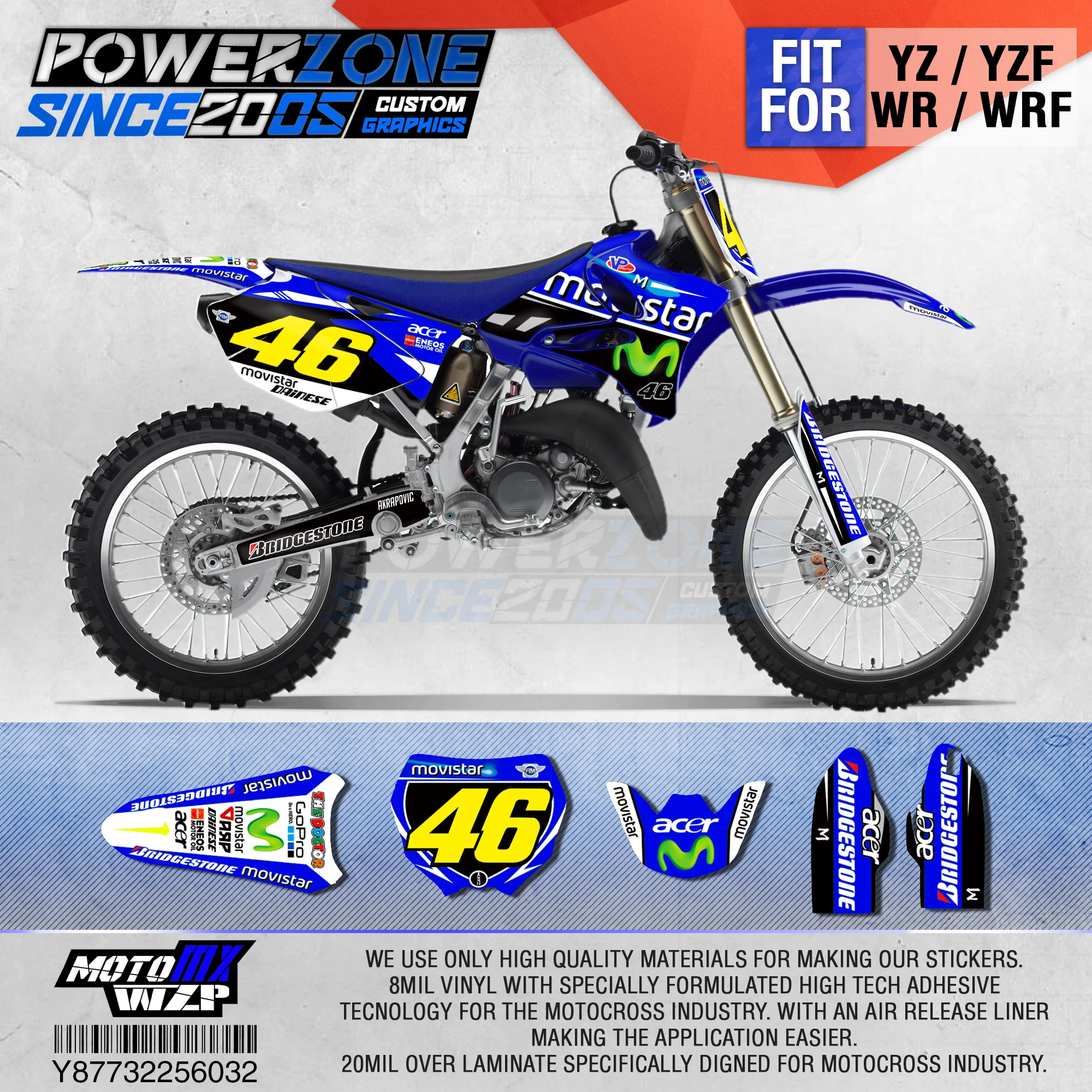 FRONT MUDGUARD GRAPHIC-DECALS-STICKER KIT-BOOST YAMAHA YZ YZF 85 125 250 450 MX 