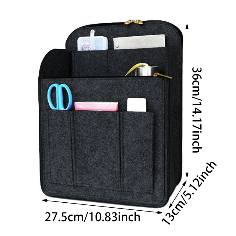 Multi-Pocket Insert Bag Organizer Backpack Storage Bag Felt Backpack Inner Bag Liner Bag Double Shoulder Backpack Vertical