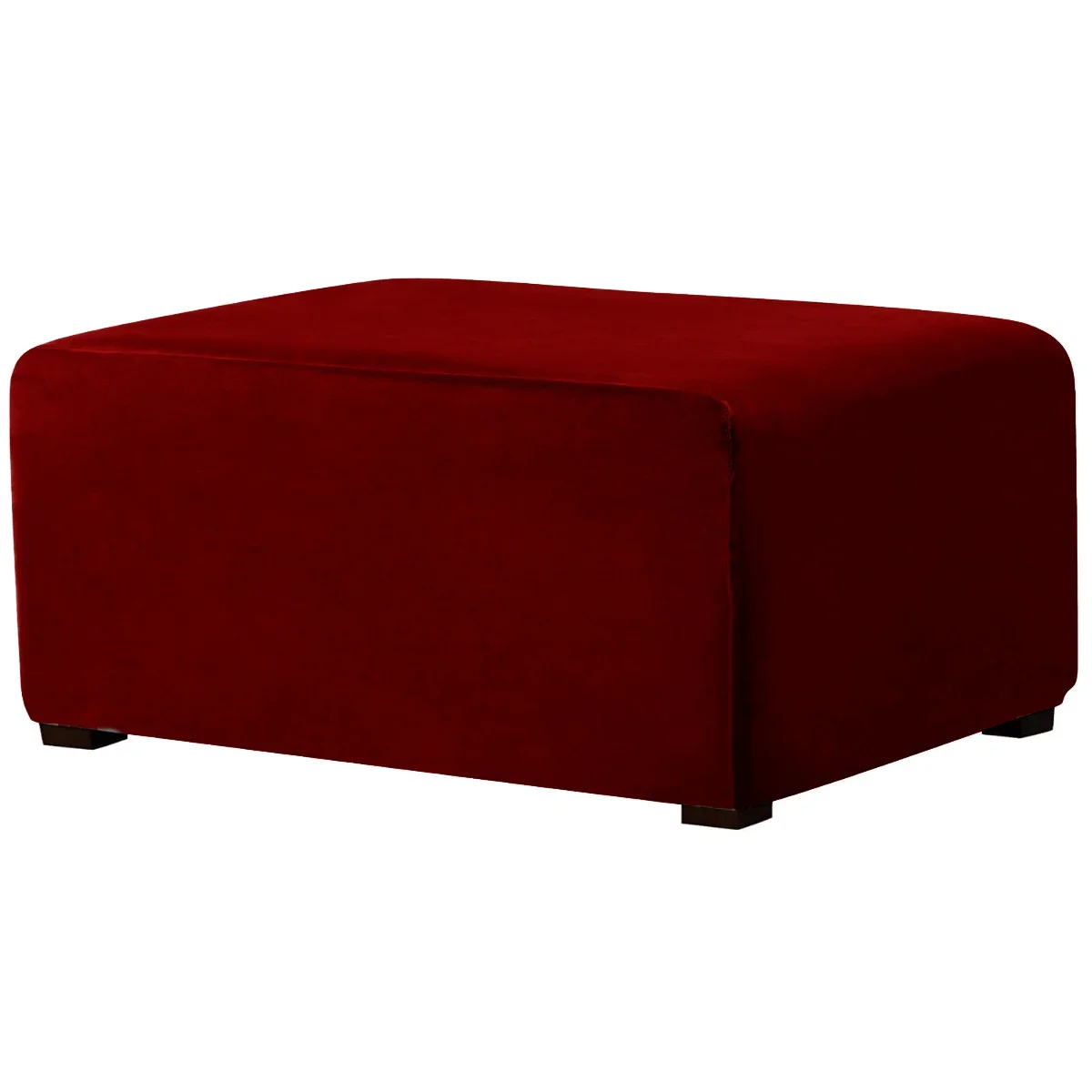 Luxurious Velvet Stretch Rectangle Ottoman Slipcover - Washable and Removable Footstool Protector