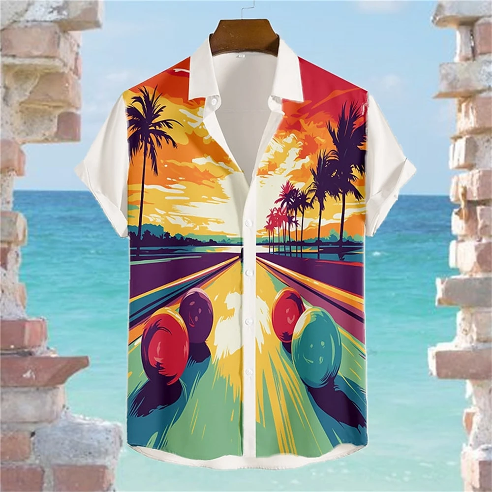 

Fashion Hawaiian Shirts For Men 3d Coconut Tree Print Men's Shirt Summer Beach Casual Short Sleeve Shirts Street Trend Clothing