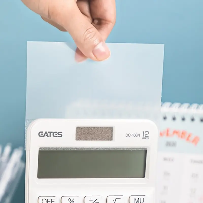 【FUN LIVE】 100 Sheets Creative Transparent PET Memo Pad Posted It Sticky Notes Planner Sticker Notepad School Supplies Kawaii Stationery. 