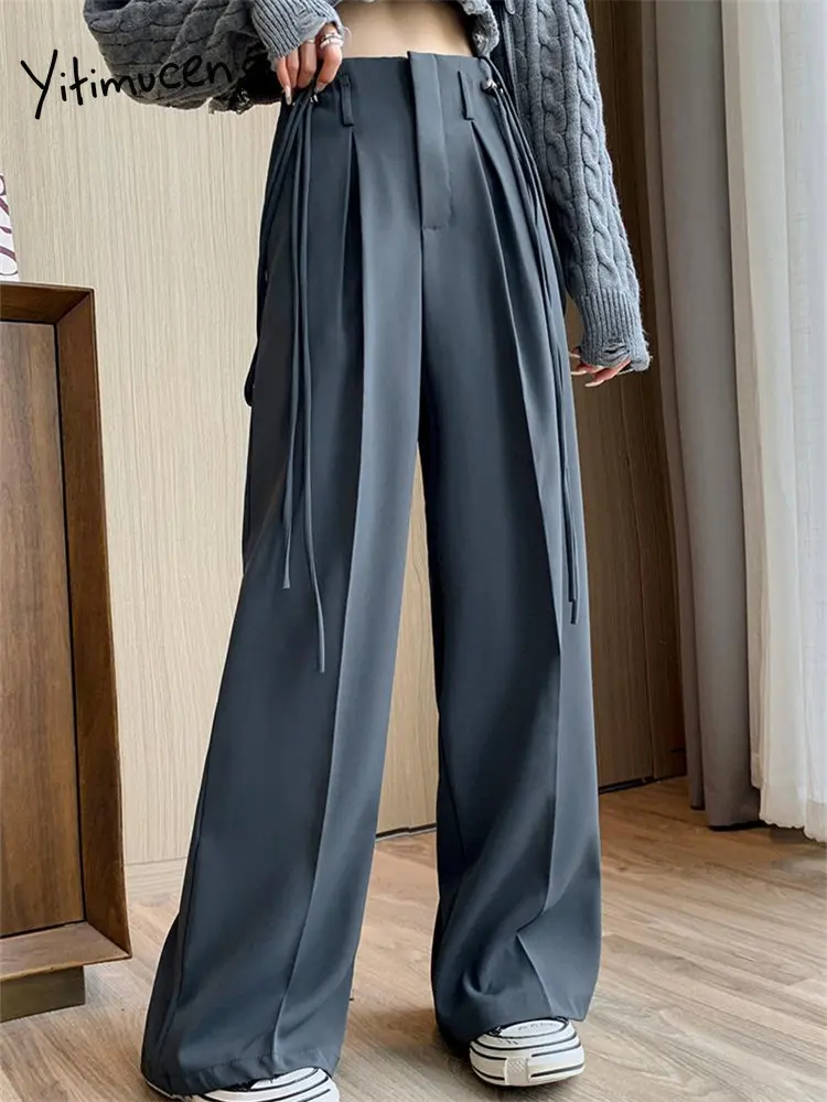 Yitimuceng Suits Wide Leg Pants for Women 2023 New Casual High Waisted  Pants Women Chic Loose Straight Full Length Y2k Pants - AliExpress