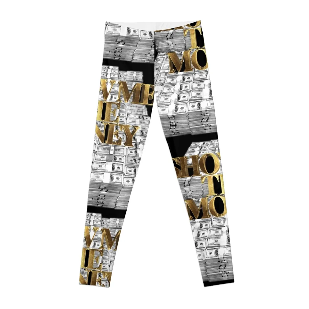 

Show Me The Money Gold Leggings harem pants Women's pants sporty woman push up sport legging Womens Leggings