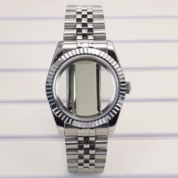 Premium Sapphire Crystal Watch Case with 5-Link Strap for 36mm NH35 NH36 (Glass bottom cover 2)