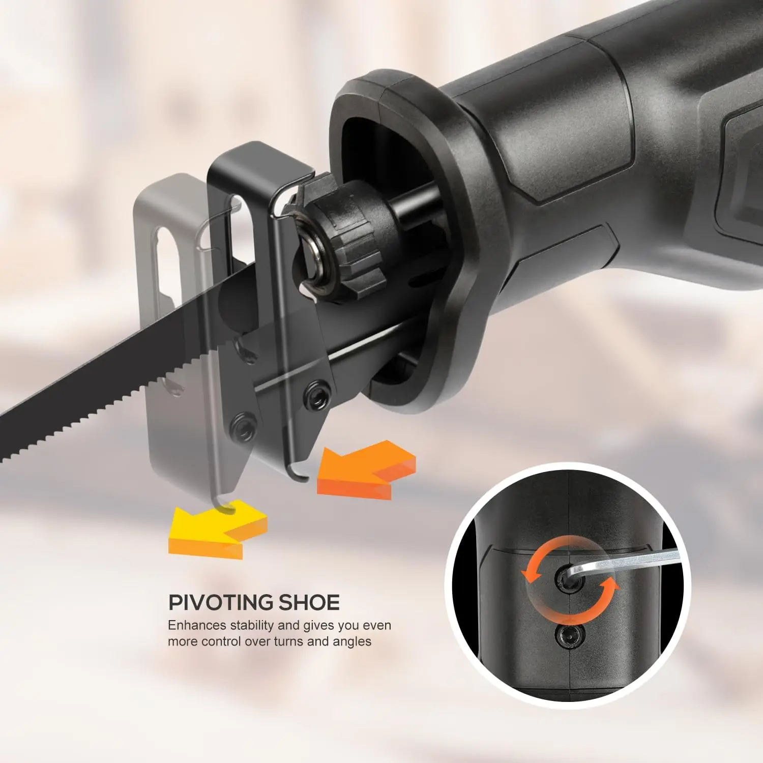 6Amp Corded Reciprocating Saw, 3000SPM Variable Speed with 4/5" Stroke for Wood, Metal, PVC Cutting