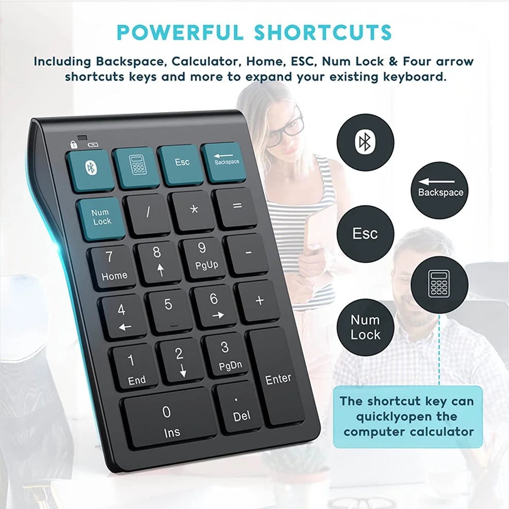 Teclado numérico sem fio Teclado numérico Teclas numpad portátil 2,4 GHz  Número de contabilidade financeira Extensões de teclado 10 Tecla para  Laptop PC Desktop Nota