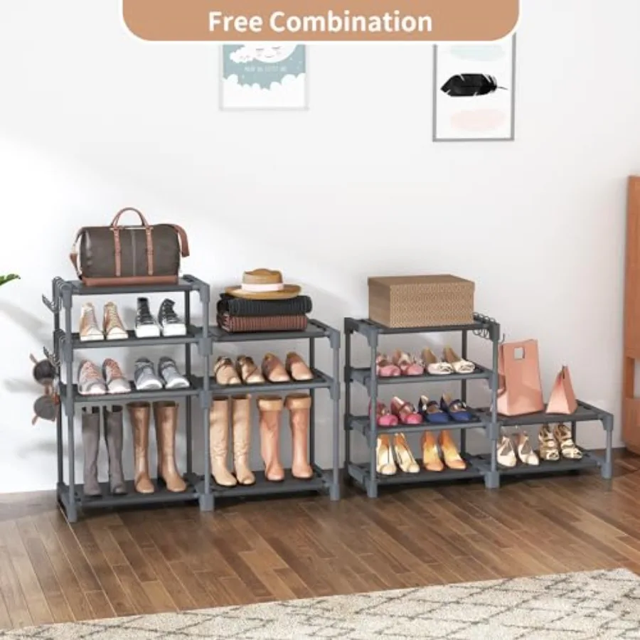 Shoe Rack Shoe Storage Organizer for Closet Entryway Garage Bedroom 8 Tier Tall Metal Shoe Shelf for 2632 Pairs Boots Shoes Adj