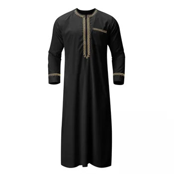 Men's Long Sleeve Kaftan Thobe Muslim Style for Men Casual Robe Kaftan for Men Muslim Pakistan Clothes Men Arabic Mens Thobes