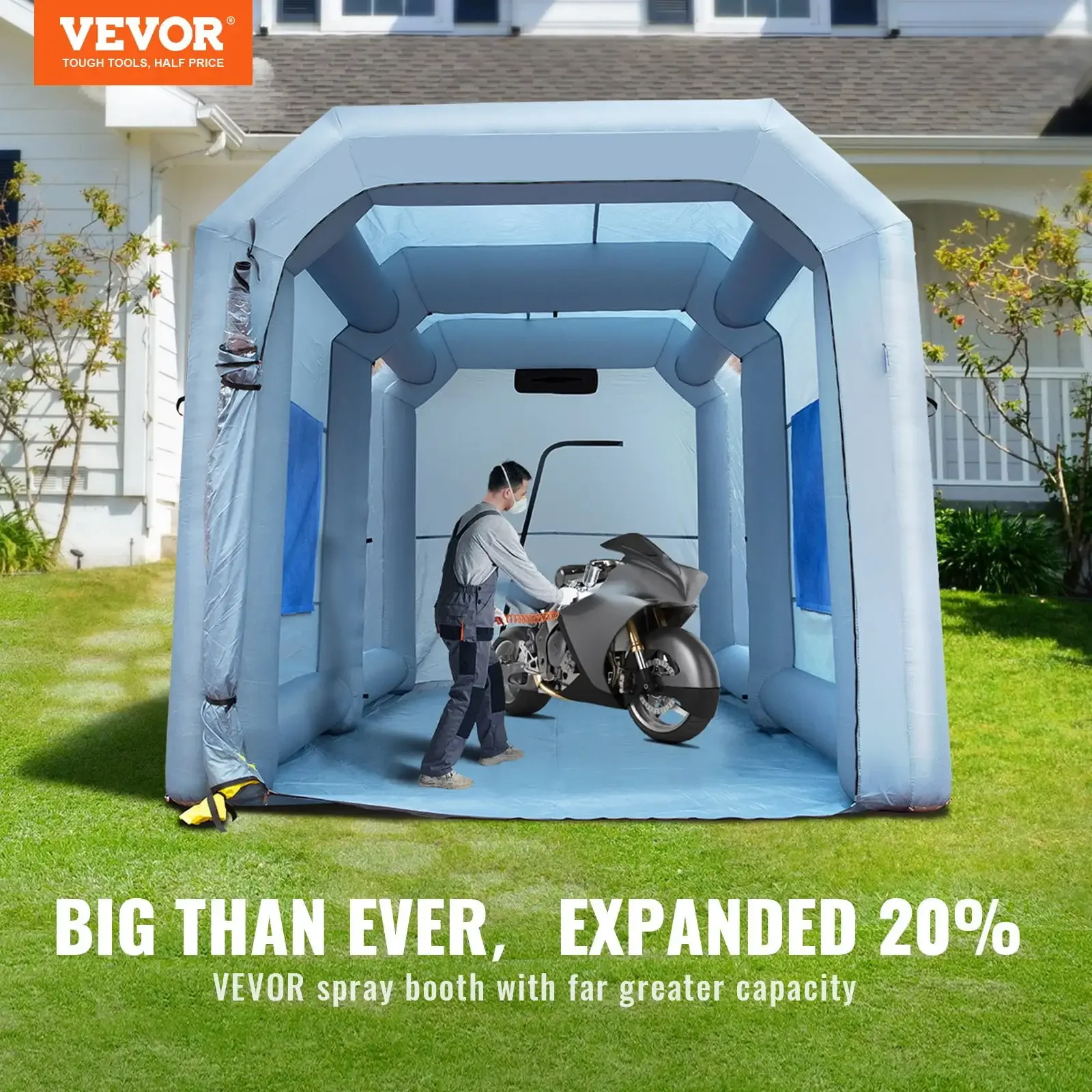 13x10x9ft Inflatable Paint Booth with 900W Blowers, High-Power Spray Tent for Car, Motorcycle, and Garage with Air Filter System