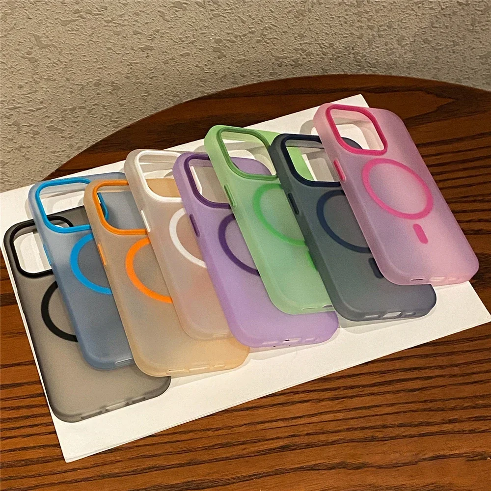 Matte Candy Magnetic Wireless Charging Transparent Case with Shockproof Protection