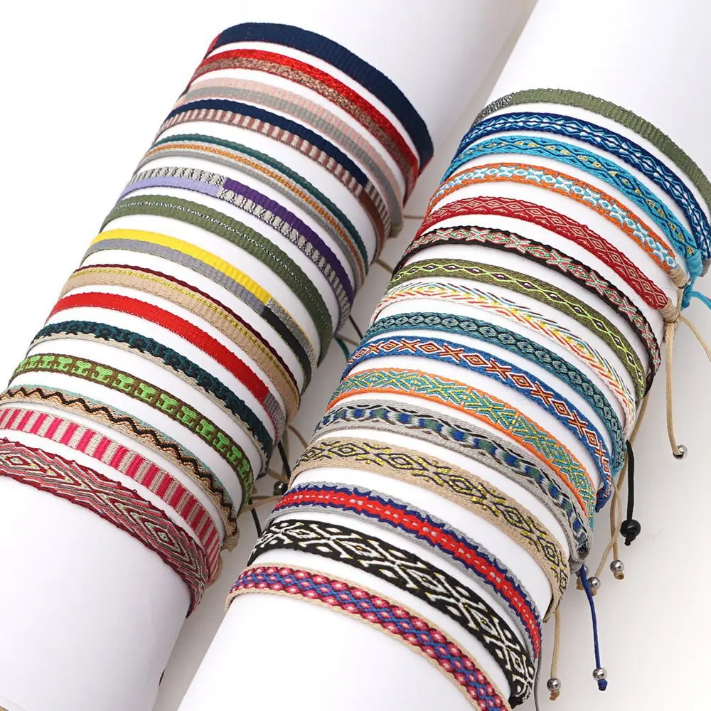Women Vintage Ethnic Bracelet Bohemia Jewelry Handmade Braided Weave Trendy Bohemian Bangles