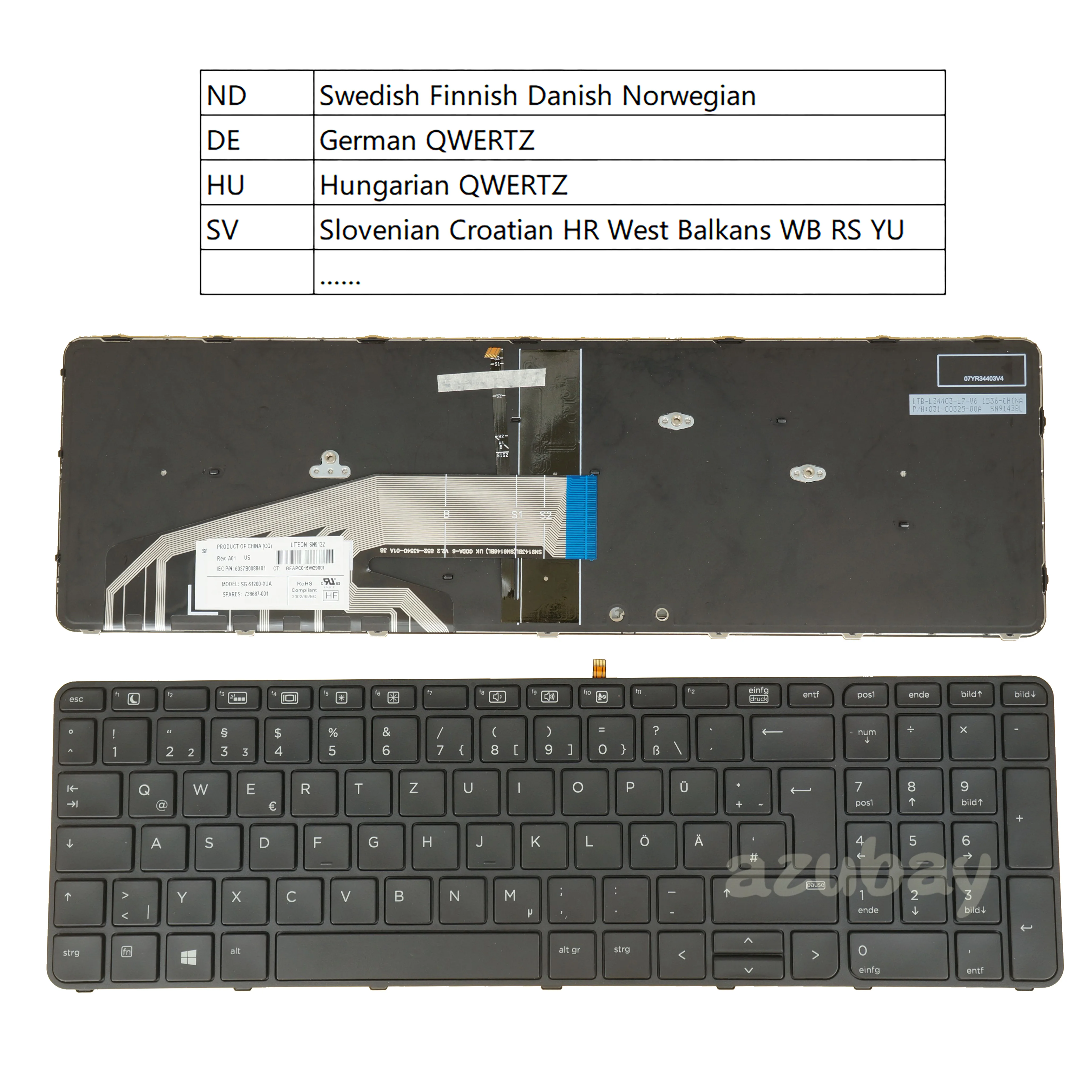 Teclado Portátil Retroiluminado para hp Probook 450 g3 g4 455 g3 g4 470 g3 g4 Nordic sd fi nw dk Alemão Húngaro Qwertz Esloveno cr