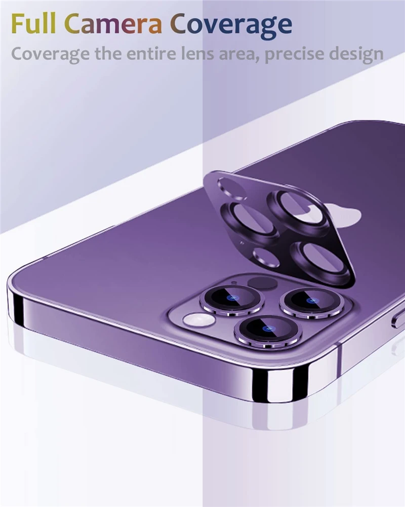 Purple Metal Glass Camera Lens Protector - Full Cover Case