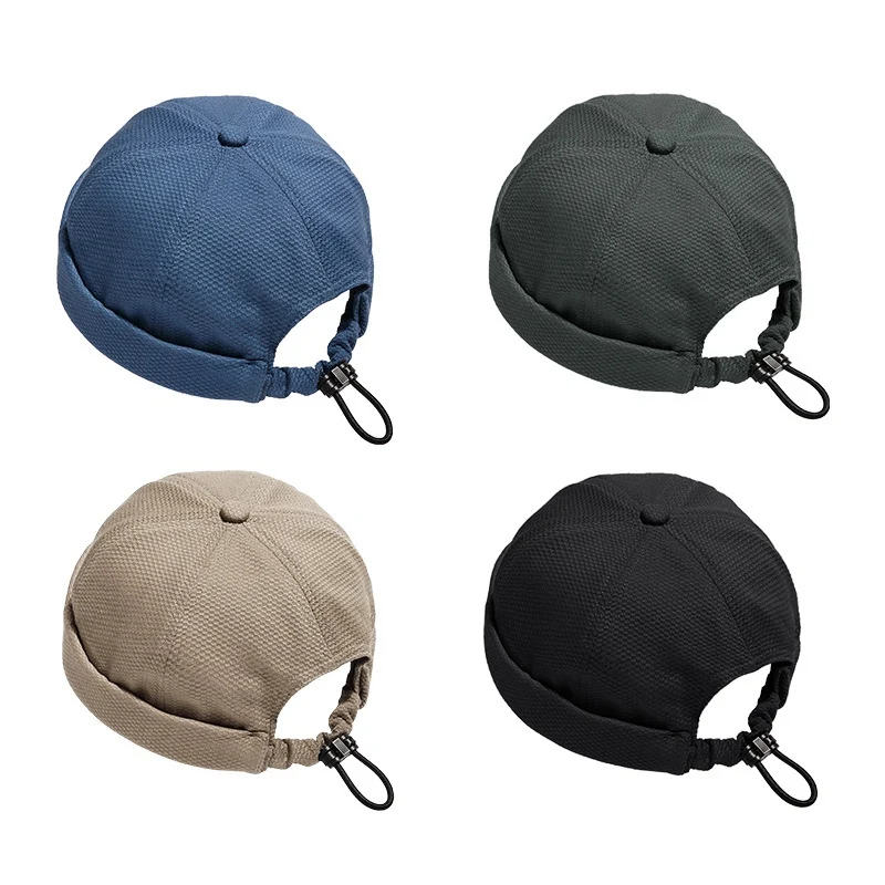 

Outdoor Drawstring Solid Color Unisex Brimless Beanie No Visor Men Women Spring Autumn Fashion Skull Cap Beret