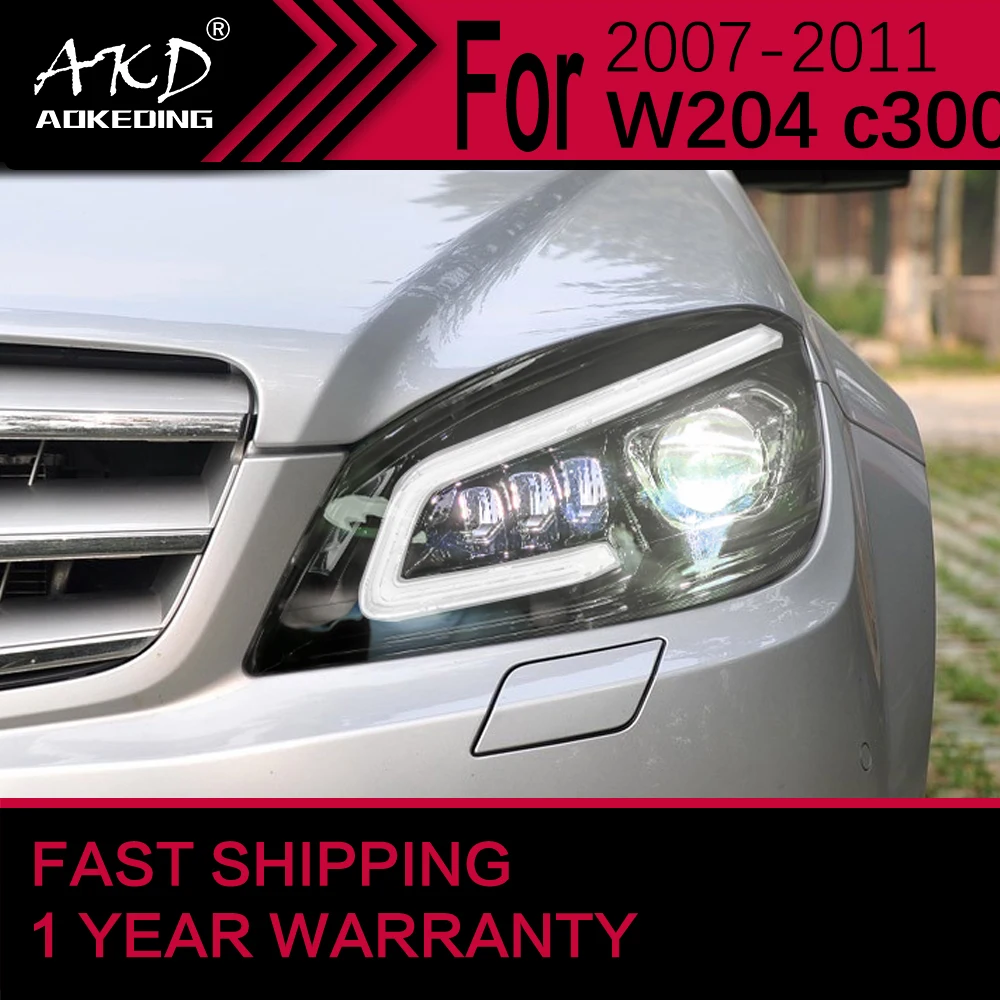 Car Lights for Benz w204 C180 C260 C200 C300 LED Headlight 2007-2011 Head  Lamp Drl Projector Lens Automotive - AliExpress