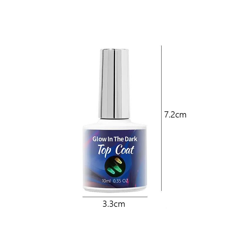 10ml Glow in the Dark Luminous Top Coat Soak Off UV Gel Nail Polish No Wipe Base Gel Manicure Nail Art Varnish 5