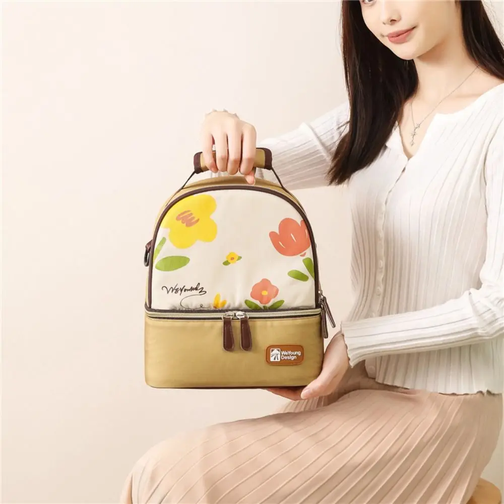 Multifunctional Maternity Backpack Portable Double Layer Breastmilk Cooler Bag Lightweight Large Capacity Mommy Bag Women Kid